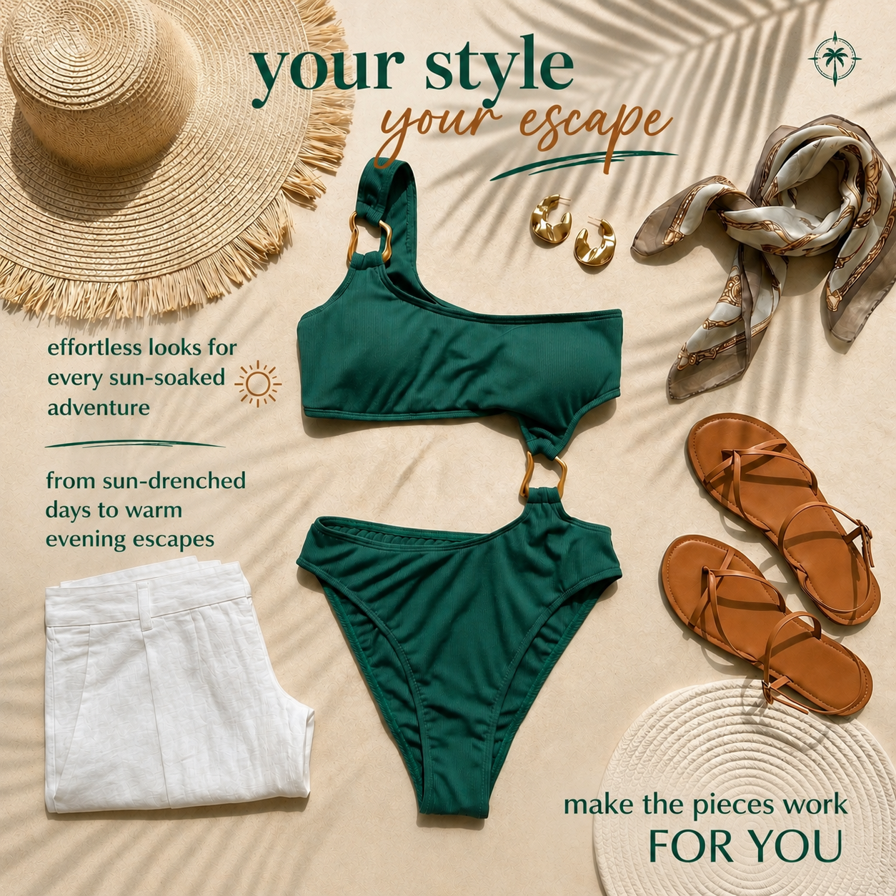 One-Piece Asymmetrical Cut-Out Swimsuit