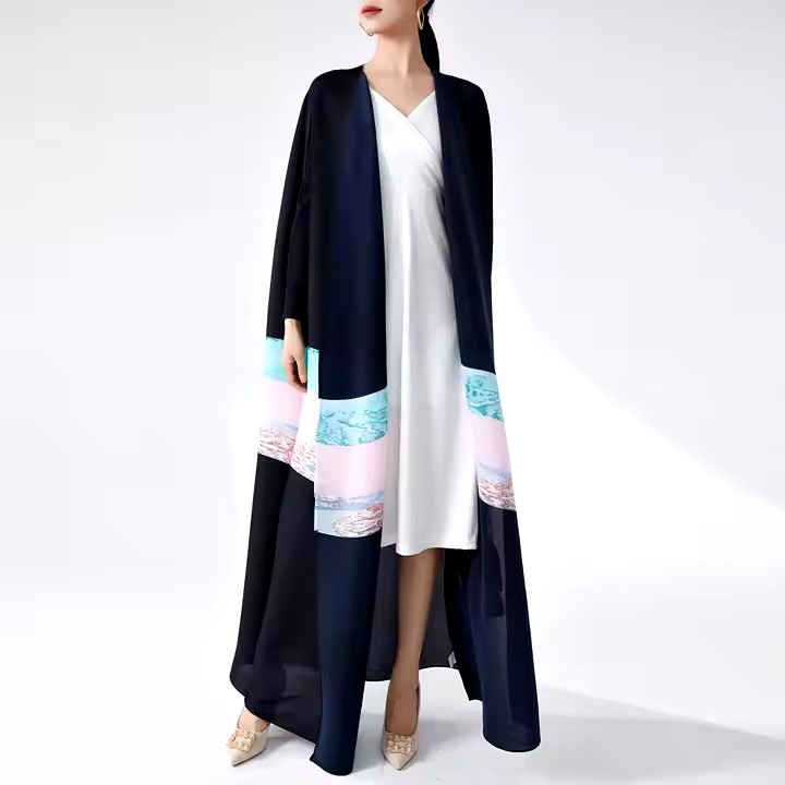 Printed Open Front Abaya