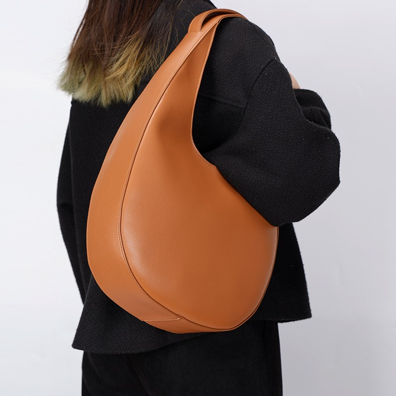 Half-Moon Hobo Shoulder Bag – Genuine Cowhide Leather