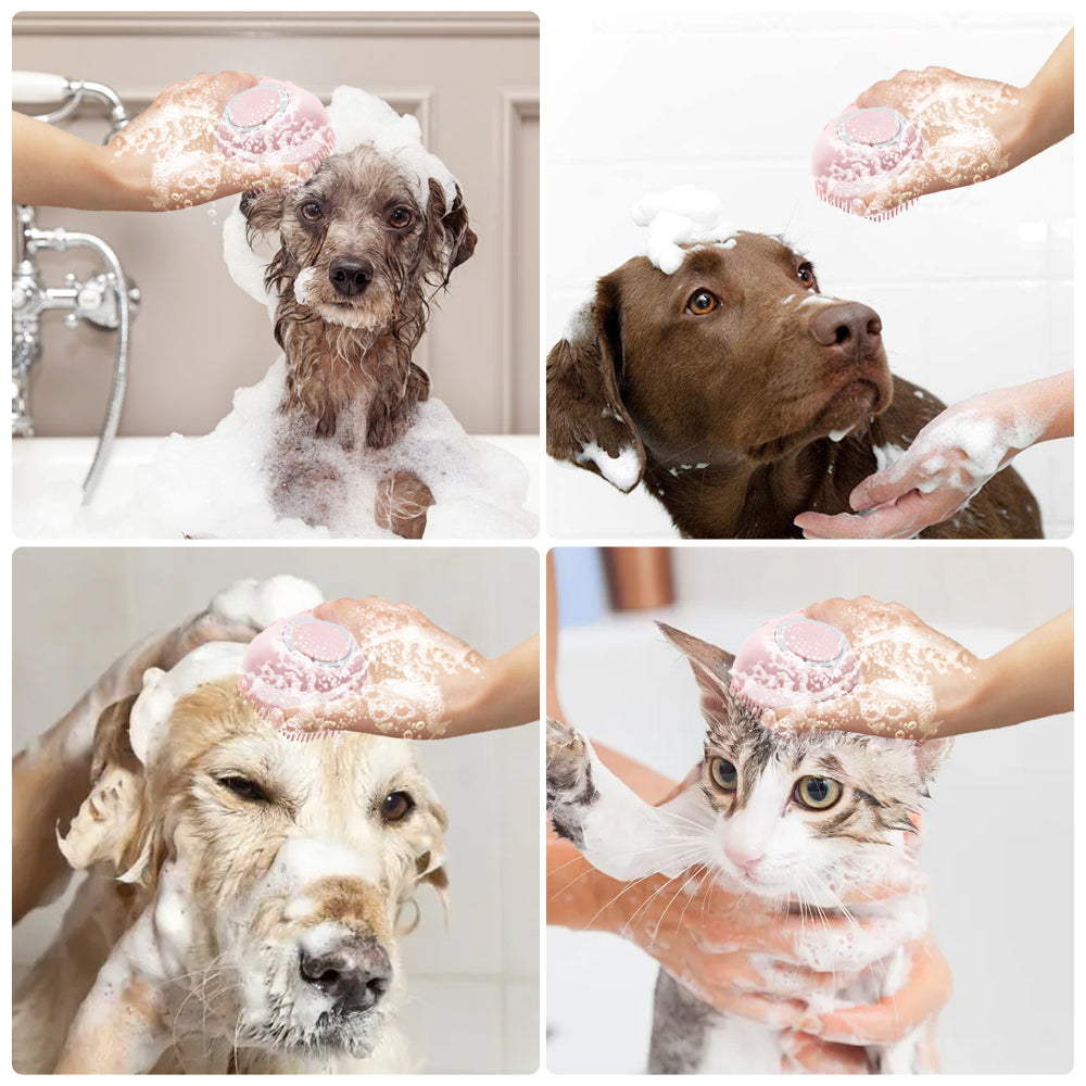 2-in-1 Soft Silicone Dog Massage Shampoo Brush