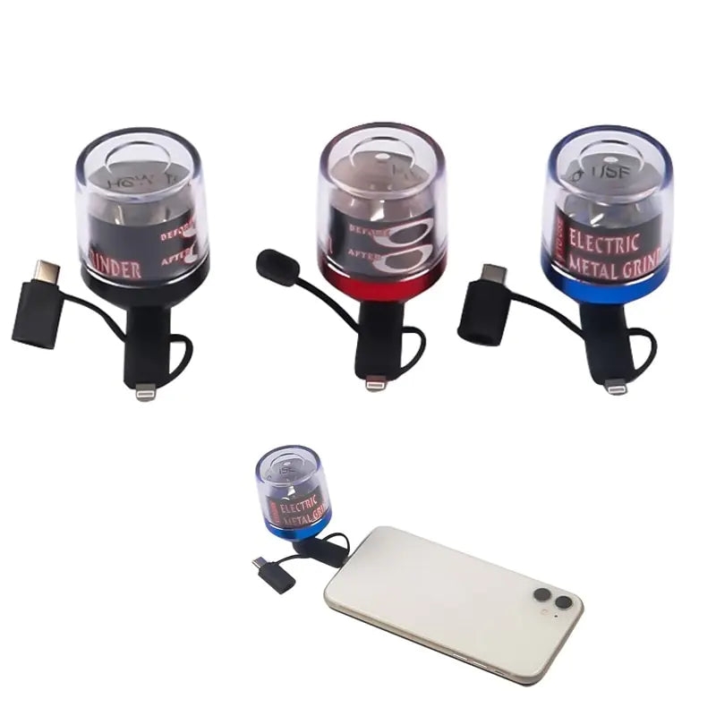 Electric Tobacco Grinder with USB Micro-B, Type-C & Lighting Connector