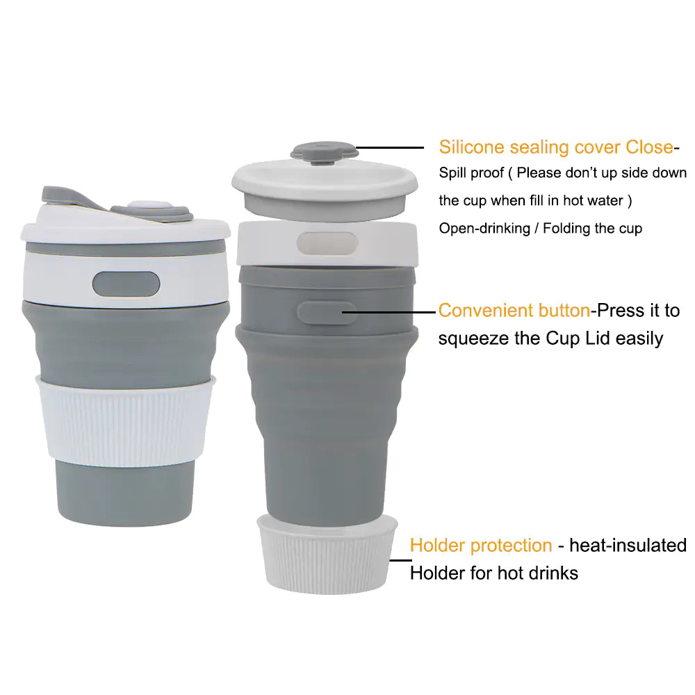 Collapsible Silicone Cup for Coffee, Tea and More